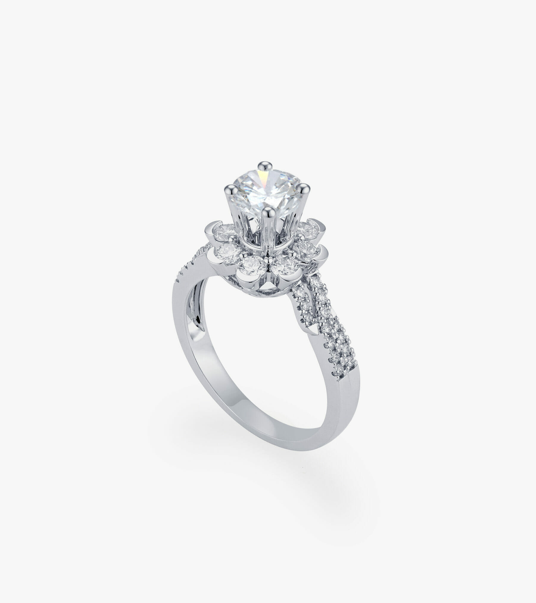 Vỏ nhẫn nữ Kim cương Vàng trắng DKNOTKC0000D159