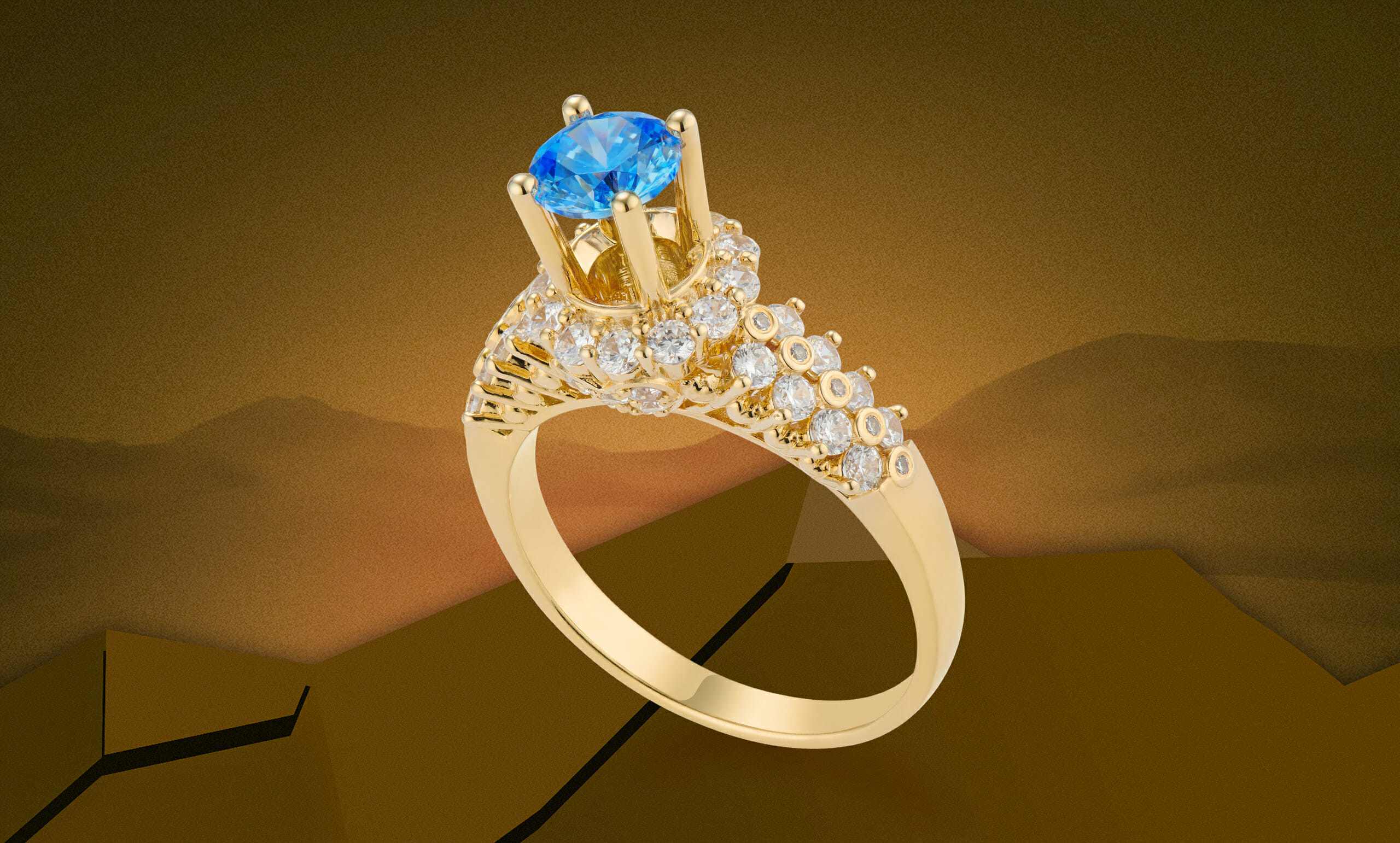 Nhẫn nữ vàng 18K đá màu Swarovski cho người mệnh Thổ