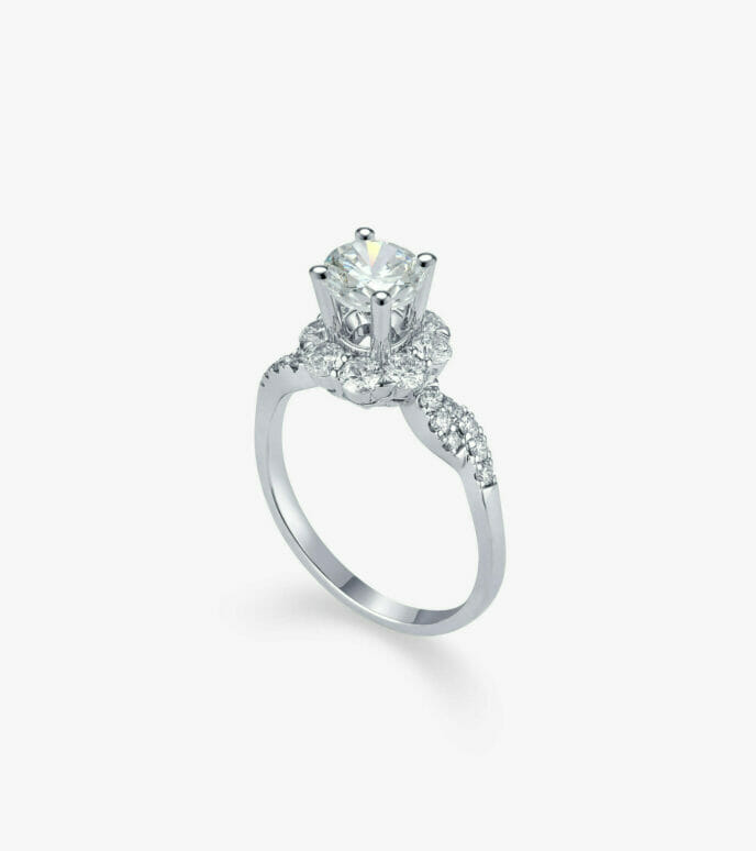 Vỏ nhẫn nữ Kim cương Vàng trắng DKNUTKC0100C908