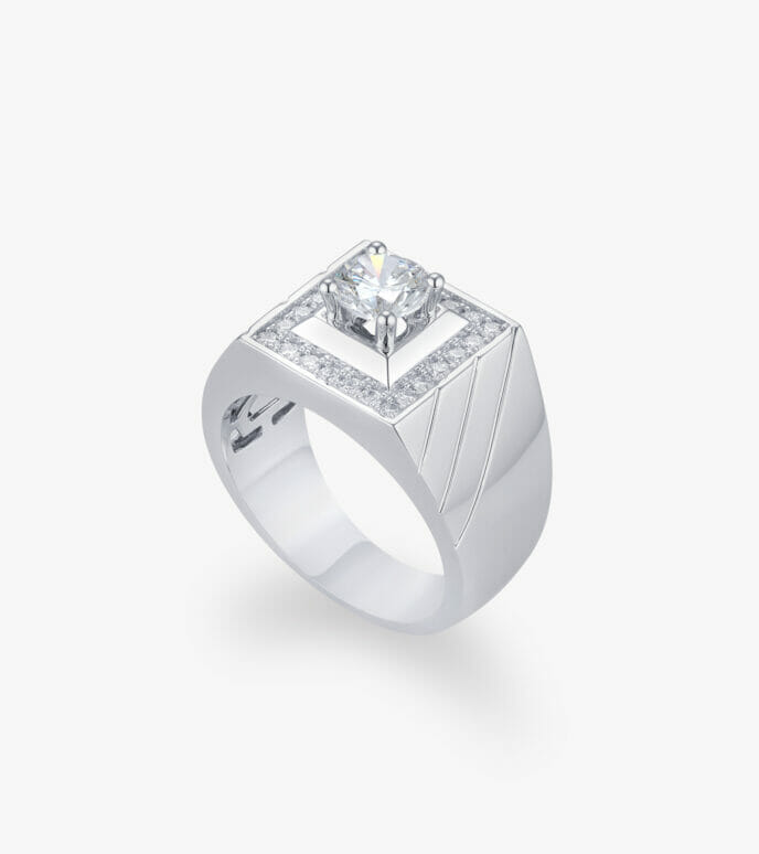 Vỏ nhẫn nam Kim cương Vàng trắng DKNATKC0000C521