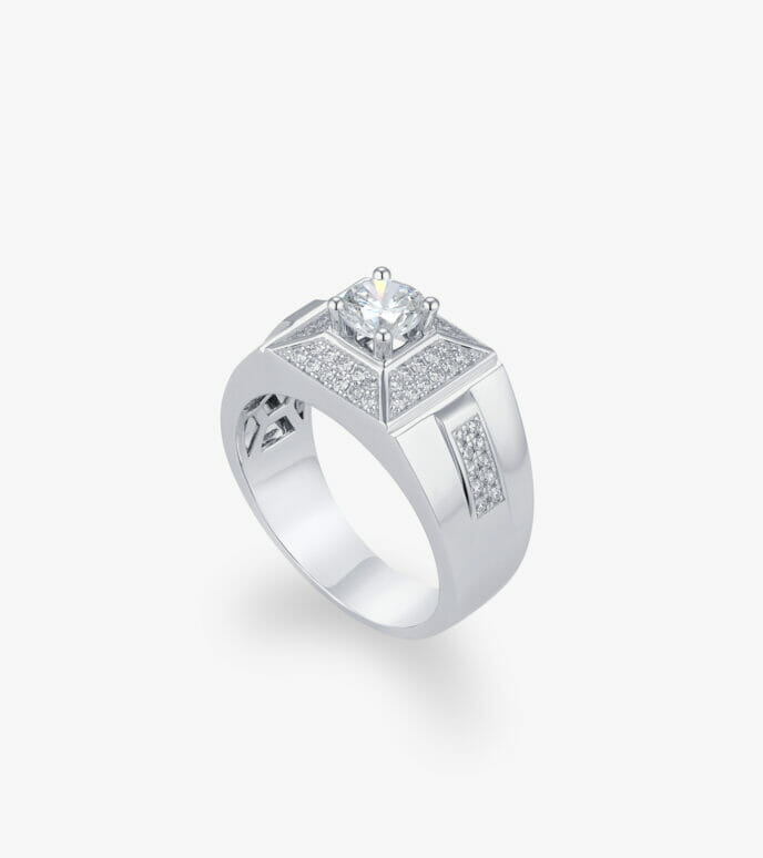 Vỏ nhẫn nam Kim cương Vàng trắng DKNATKC0000C524
