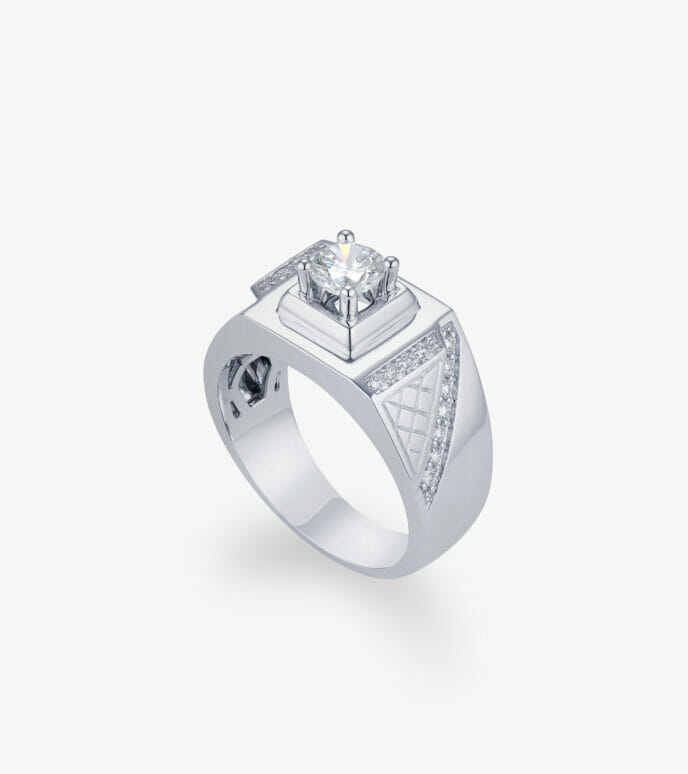 Vỏ nhẫn nam Kim cương Vàng trắng DKNATKC0000C527