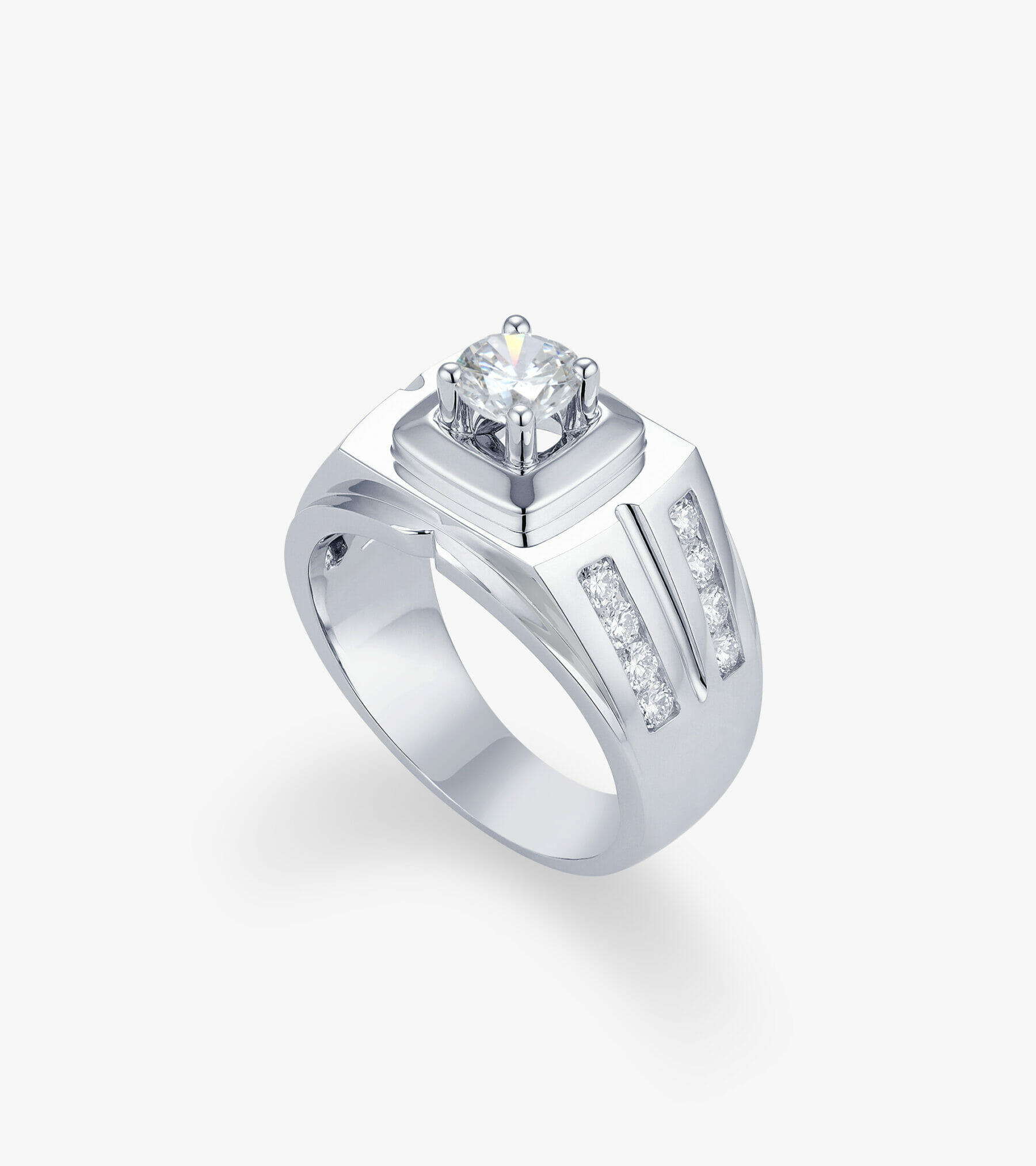Vỏ nhẫn nam Kim cương Vàng trắng DKNATKC0200C543