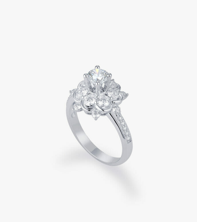 Vỏ nhẫn nữ Kim cương Vàng trắng DKNOTKC0000D114