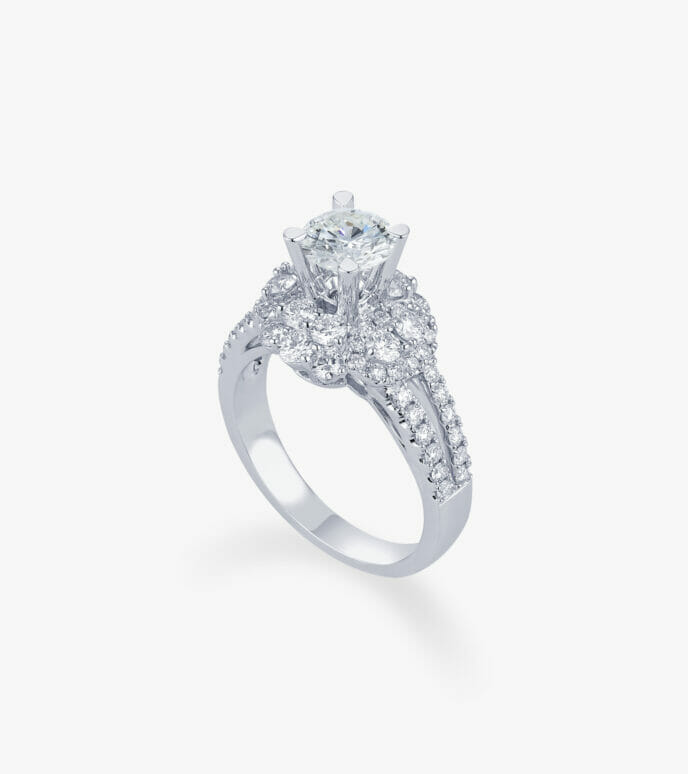 Vỏ nhẫn nữ Kim cương Vàng trắng DKNUTKC0000P450