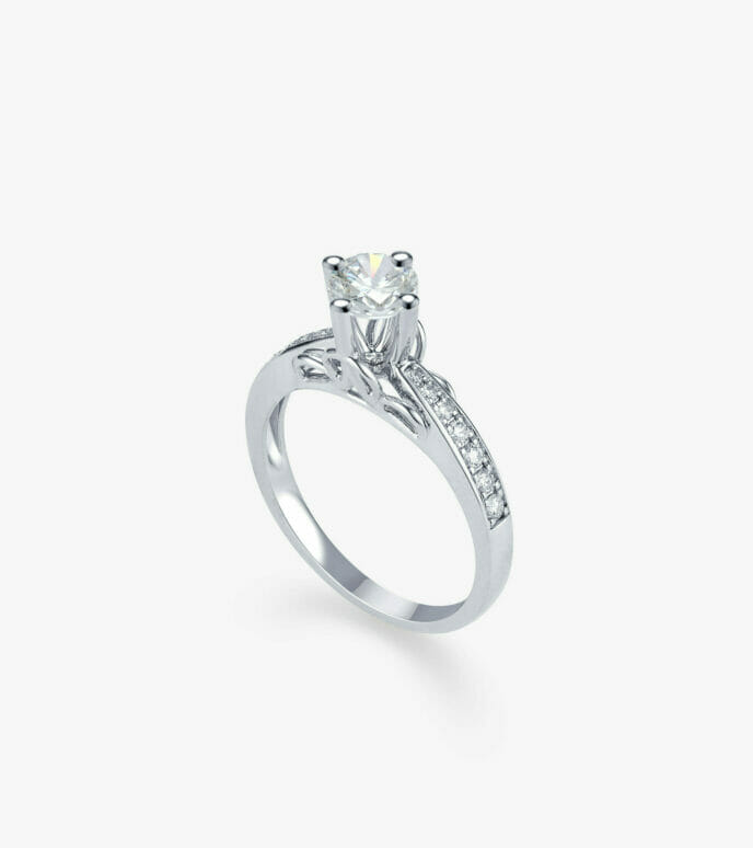 Vỏ nhẫn nữ kim cương Vàng trắng DKNUTKC0000C800