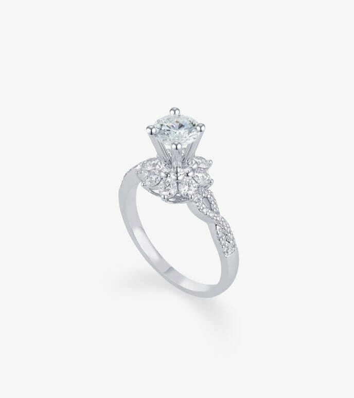 Vỏ nhẫn nữ Kim cương Vàng trắng DKNUTKC0000C765