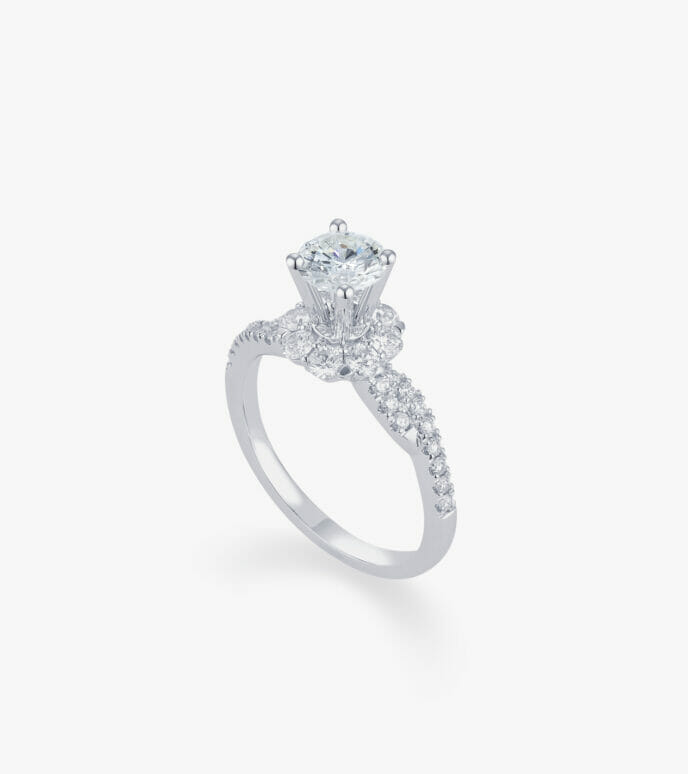 Vỏ nhẫn nữ Kim cương Vàng trắng DKNUTKC0300C908