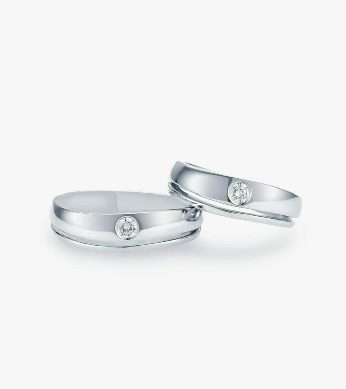 Nhẫn cưới kim cương Vàng trắng DKNCTKC0000C413