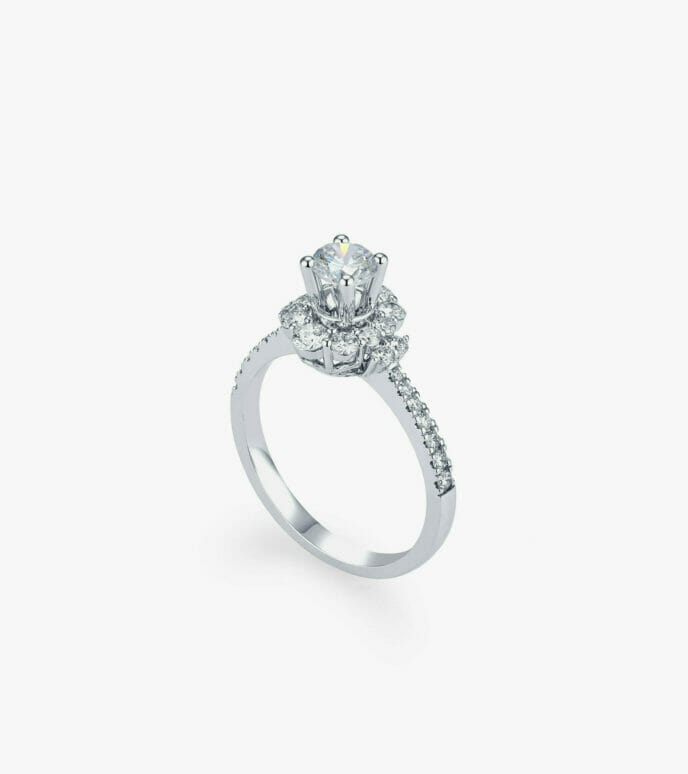 Vỏ nhẫn nữ Kim cương Vàng trắng DKNOTKC0000D126