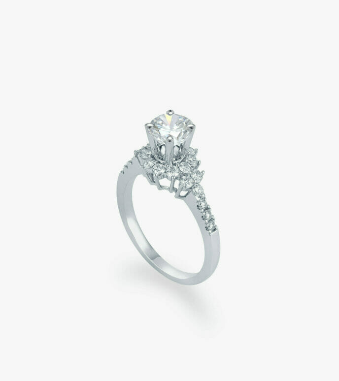 Vỏ nhẫn nữ Kim cương Vàng trắng DKNOTKC0000D146