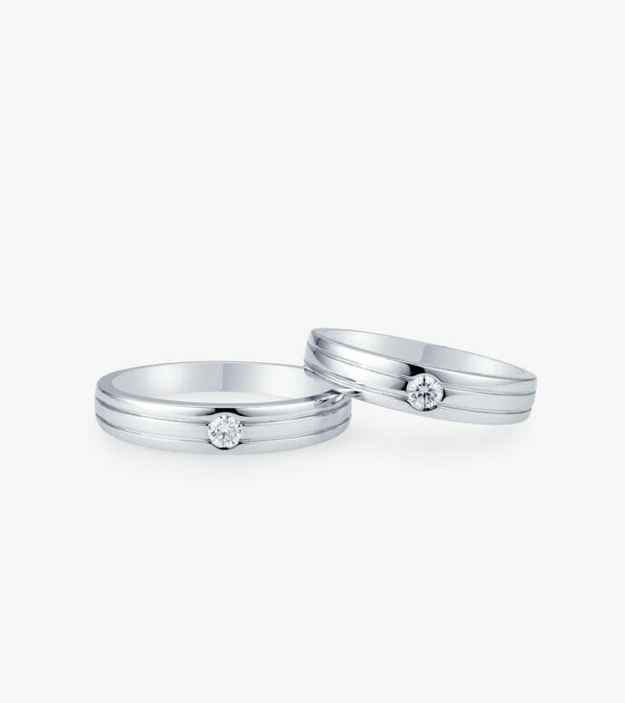 Vỏ nhẫn cưới Kim cương Vàng trắng DKNCTKC0100C417