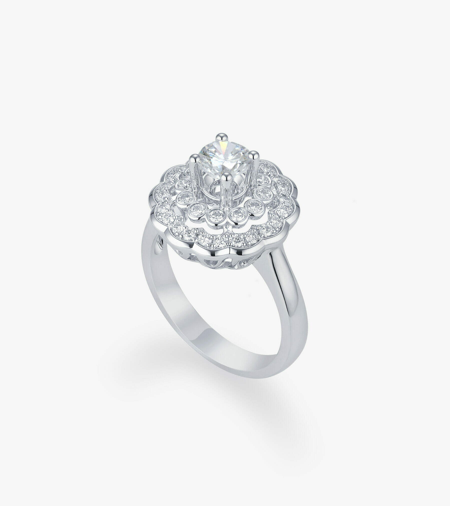 Vỏ nhẫn nữ Kim cương Vàng trắng DKNOTKC0000D102