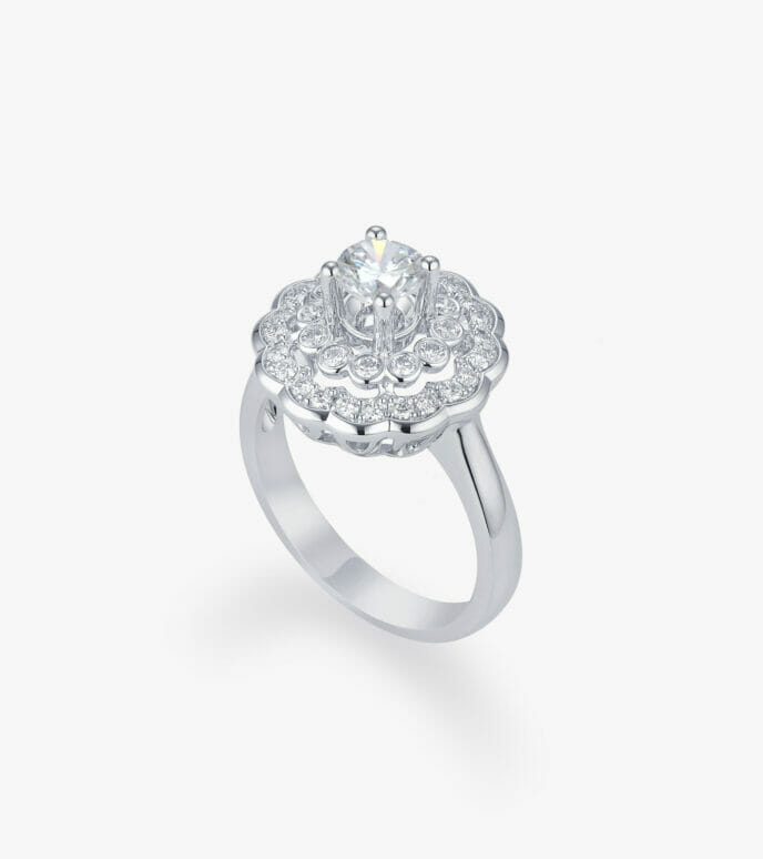 Vỏ nhẫn nữ Kim cương Vàng trắng DKNOTKC0000D102