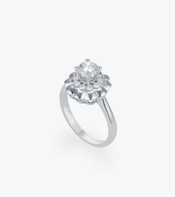 Vỏ nhẫn nữ Kim cương Vàng trắng DKNOTKC0000D103