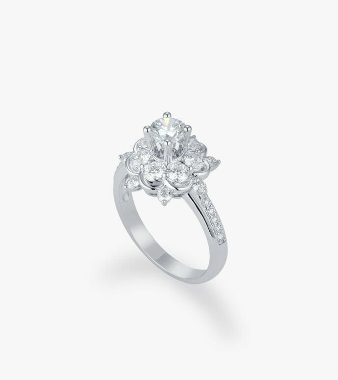 Vỏ nhẫn nữ Kim cương Vàng trắng DKNOTKC0000D114